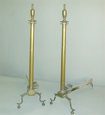 Lot 547 - Pair of Federal Style Brass Andirons