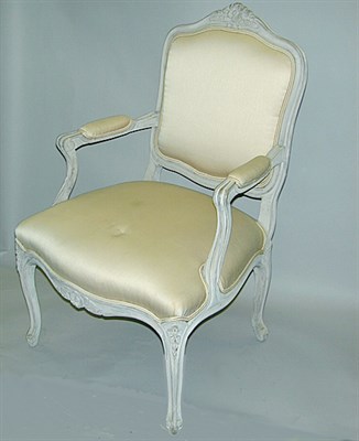 Lot 506 - Pair of Louis XV Style Painted and Upholstered...