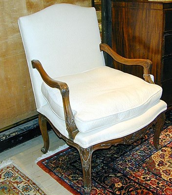Lot 253 - Louis XV Style Upholstered Walnut Fauteuil