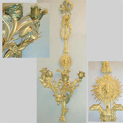 Lot 431 - Louis XVI Style Gilt-Metal Two-Light Sconce