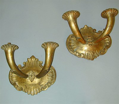 Lot 427 - Pair of Rococo Style Gilt-Wood Two-Light Sconces