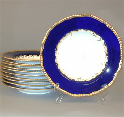 Lot 490 - Set of Eleven Coalport Gilt and Cobalt...