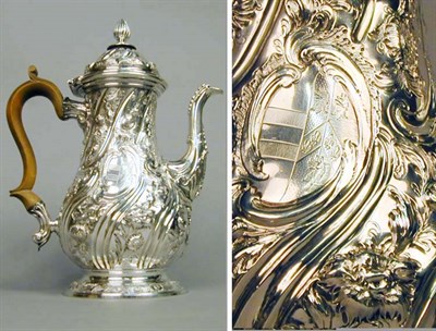 Lot 378 - George II Silver Chocolate Pot William Grundy,...