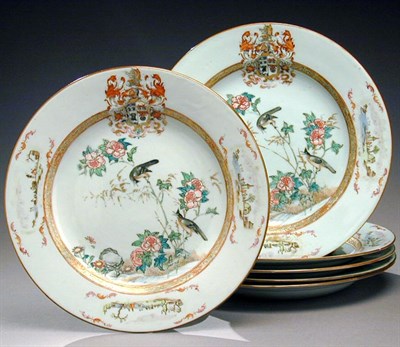 Lot 275 - Set of Six Chinese Export Porcelain Armorial...