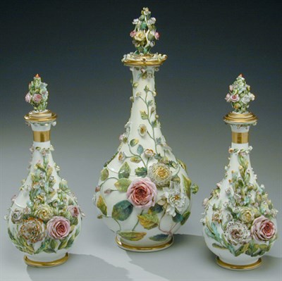 Lot 462 - Continental Porcelain Three-Piece Garniture...