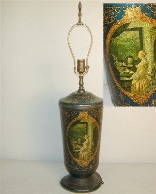 Lot 109A - Victorian Tole Painted Canister Lamp