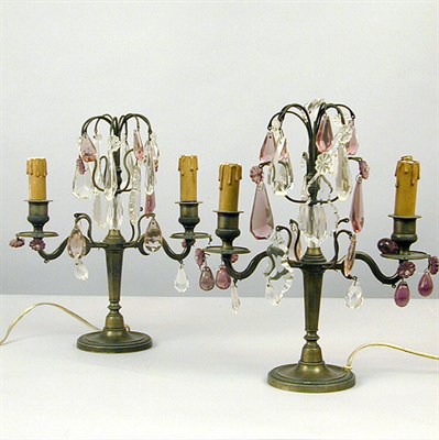 Lot 466 - Pair of Louis XV Style Two-Light Candelabra