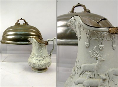 Lot 272 - English Pottery Ewer Together with a Pewter...