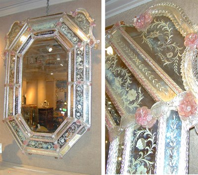 Lot 480 - Venetian Mirror Framed Mirror With floral...