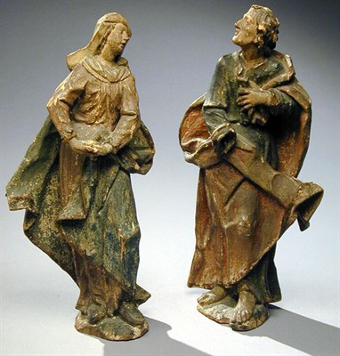 Lot 183 - Pair of Continental Baroque Polychrome Wood...