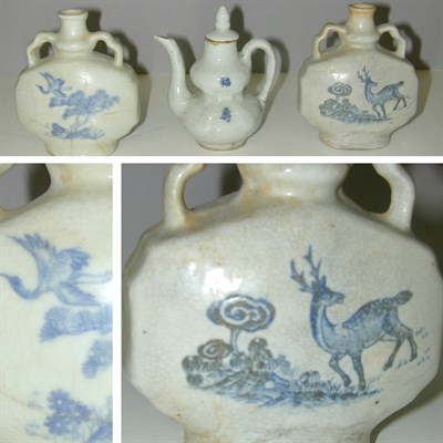 Lot 376 - Group of Three Chinese Blue and White Ceramic...