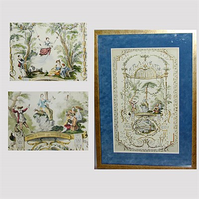 Lot 92 - After Watteau [FETE CHAMPETRES] Three color...