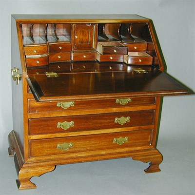 Lot 319 - Georgian Style Mahogany Miniature Slant-Front...