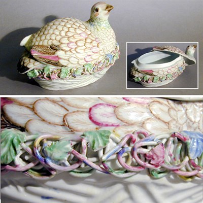 Lot 329 - Continental Porcelain Bird-Form Covered Tureen...