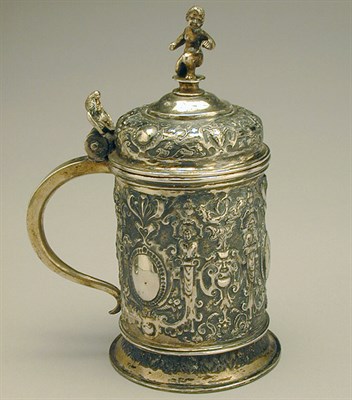 Lot 376 - Continental Parcel Gilt Silver Tankard With...
