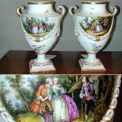 Lot 88A - Pair of Continental Porcelain Urns