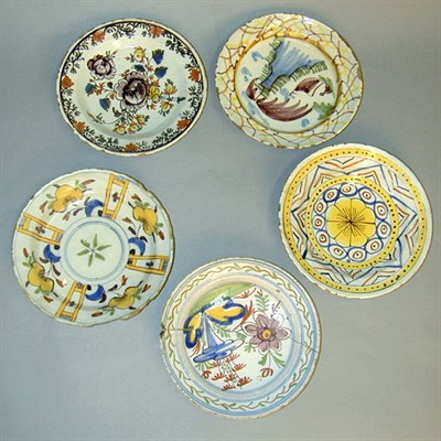 Lot 211 - Group of Five Dutch Delft Polychrome Small...