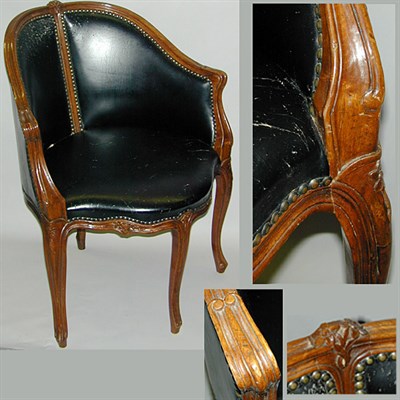 Lot 244 - Louis XV Style Leather Upholstered Walnut Bergere