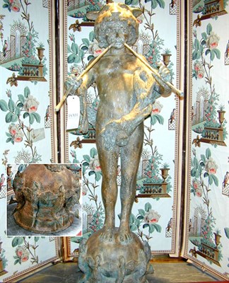 Lot 549 - Patinated-Metal Figural Fountain