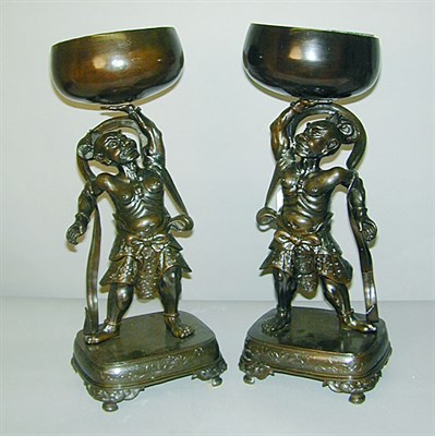 Lot 429 - Pair of Japanese Bronze Figural Groups Each in...