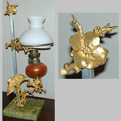 Lot 577 - Gilt-Bronze and Onyx Lamp In the form of a...