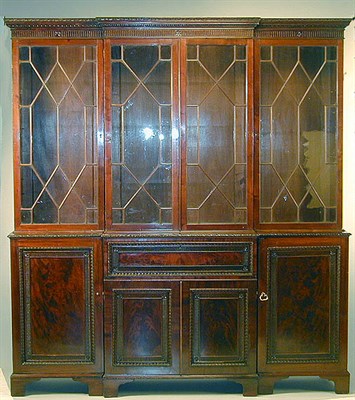 Lot 454 - Georgian Style Mahogany Breakfront Secretary...