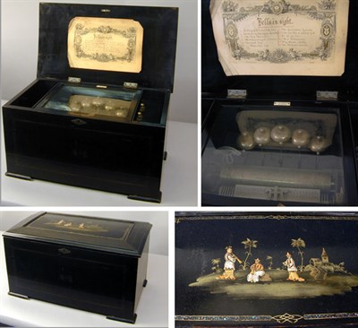 Lot 410 - Victorian Painted Wood Cylinder Music Box The...