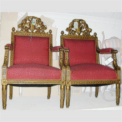 Lot 649 - Pair of Italian Rococo Style Gilt Carved Wood...