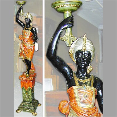 Lot 638 - Italian Painted Carved Wood Blackamoor The...