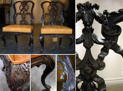 Lot 619 - Pair of Georgian Style Mahogany Side Chairs...