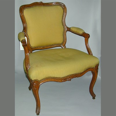 Lot 340 - Louis XV Carved Beechwood Fauteuil 18th...