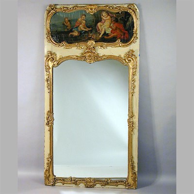 Lot 258 - Louis XV Cream Painted and Gilt-Wood Trumeau...