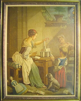 Lot 21 - French School 19th Century HOUSE OF CARDS Oil...
