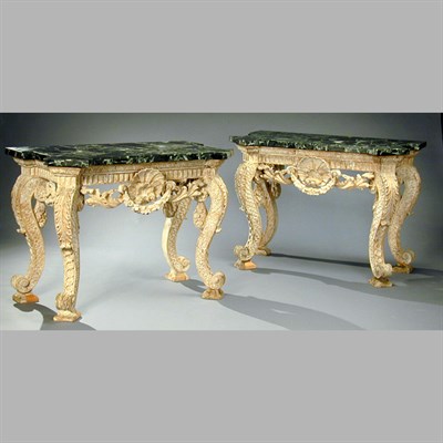 Lot 373 - Pair of George II Carved Pine Console Tables...
