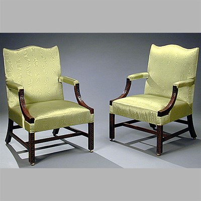 Lot 365 - Pair of George III Mahogany Library Chairs...
