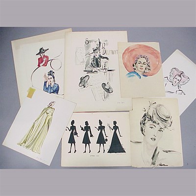 Lot 189A - Group of Hortense Martin Fashion Illustrations...