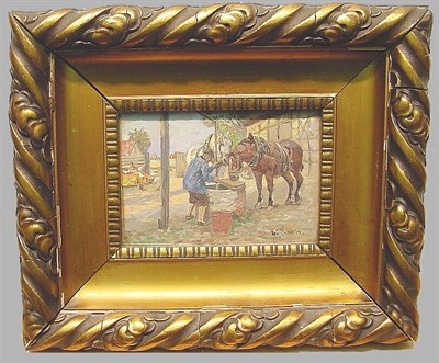 Lot 6 - Willy Brandes German, 1876-1956 HORSES AT A...