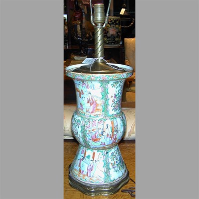 Lot 489 - Famille Rose Porcelain Lamp