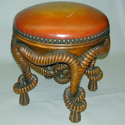Lot 485 - Rococo Style Upholstered Rope-Twist Stool