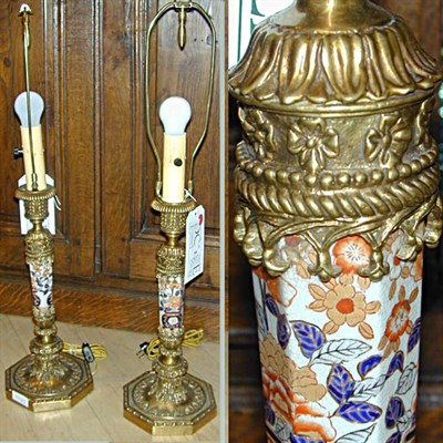 Lot 298 - Pair of Empire Style Gilt-Metal and Porcelain...