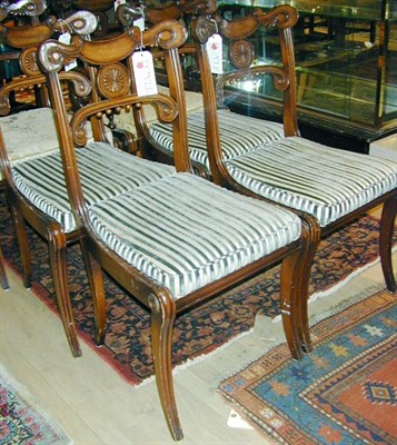 Lot 265 - Set of Six Regency Style Upholstered Mahogany...