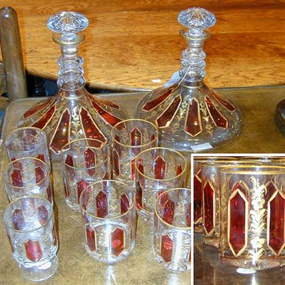Lot 200 - Gilt-Decorated Colorless Glass Drinks Set...