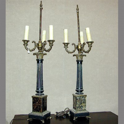 Lot 506 - Pair of Empire Style Ebonized and Gilt-Metal...