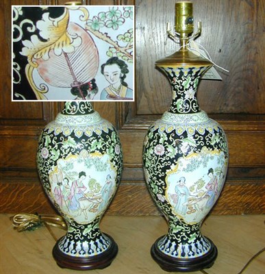 Lot 309 - Pair of Cloisonne Lamps