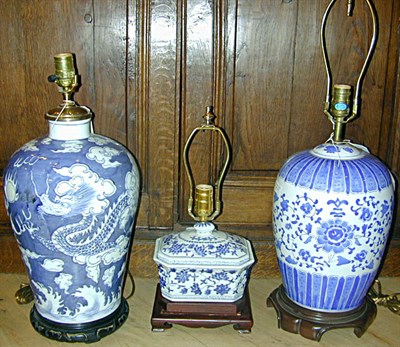 Lot 314 - Group of Three Oriental Style Blue and White...