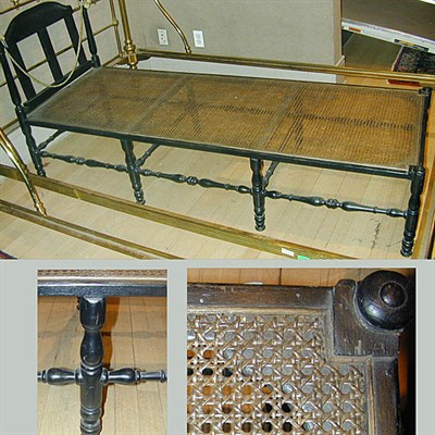 Lot 227 - William and Mary Style Painted Bench with Cane...