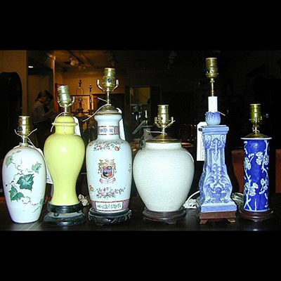 Lot 170 - Miscellaneous Group of Six Porcelain Lamps
