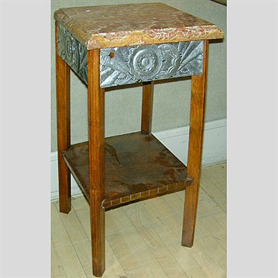 Lot 219 - Art Deco Marble Top Parcel Silvered Oak Side...