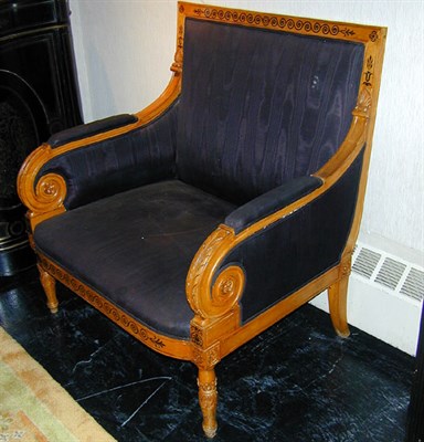 Lot 93 - Empire Style Upholstered Fruitwood Marquise