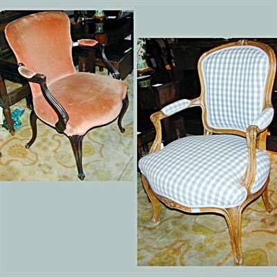 Lot 103 - Two Louis XV Style Upholstered Armchairs